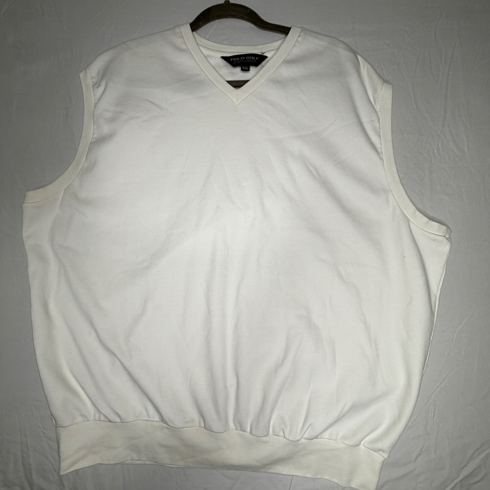 Polo Golf Ralph Lauren Mens shirt Vest XXL White V Neck  Golf